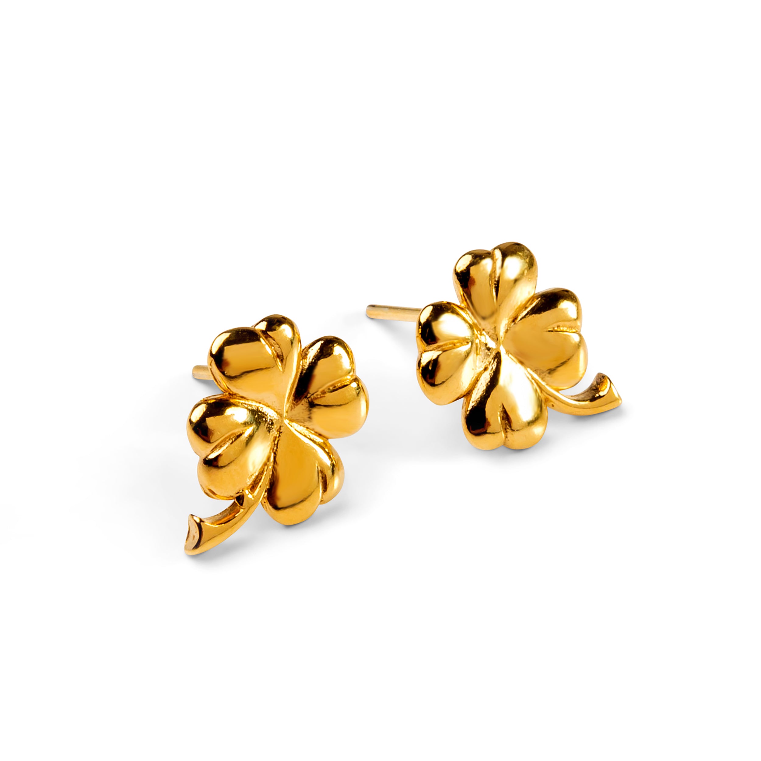 Lucky Four Leaf Clover Stud Earrings in Silver