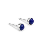 Minimalist Circle Stud Earrings in Silver and Lapis Lazuli
