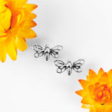 Miniature Bumble Bee Stud Earrings in Silver