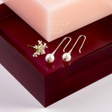 Elegant Open Hook Earrings in Silver and Pearl