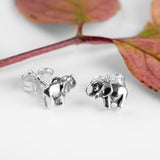 Miniature Elephant Stud Earrings in Silver