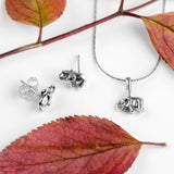 Miniature Elephant Stud Earrings in Silver
