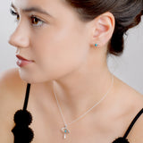 Evil Eye Stud Earrings in Silver and Turquoise