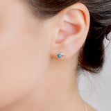 Evil Eye Stud Earrings in Silver and Turquoise