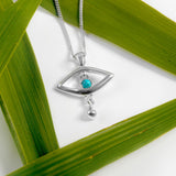 Evil Eye Necklace in Silver and Turquoise