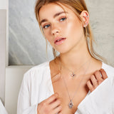 Hamsa Hand Necklace in Silver and Amber