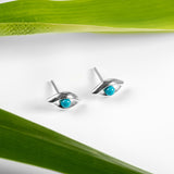Evil Eye Stud Earrings in Silver and Turquoise