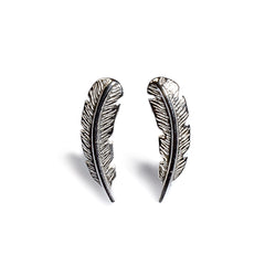 Feather Stud Earrings in Silver with 24ct Gold