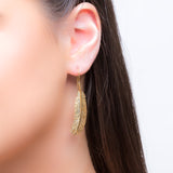 Feather Hook Earrings in Silver with 24ct Gold