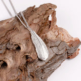 Bird Feather Necklace in Silver