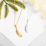 Miniature Bird Feather Necklace in Silver with 24ct Gold