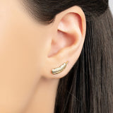 Feather Stud Earrings in Silver with 24ct Gold