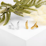 Feather Stud Earrings in Silver