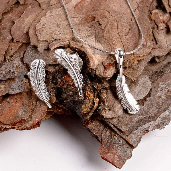 Silver Feather Necklace | Henryka UK | Sterling Silver Feather