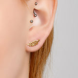 Miniature Royal Fern Leaf Stud Earrings in Silver with 24ct Gold