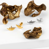 Miniature Royal Fern Leaf Stud Earrings in Silver with 24ct Gold
