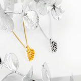 Miniature Royal Fern Leaf Necklace in Silver with 24ct Gold
