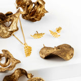 Miniature Royal Fern Leaf Necklace in Silver with 24ct Gold