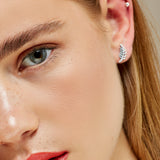 Royal Fern Leaf Stud Earrings in Silver