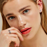 Royal Fern Leaf Stud Earrings in Silver