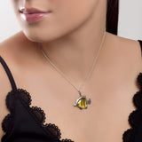 Fish / Anglefish Necklace in Silver and Amber