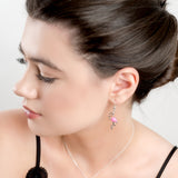 Flamingo Drop Earrings in Silver and Pink Agate