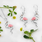 Flamingo Necklace in Silver and Pink Agate