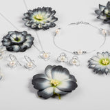 Flower Petal Necklace in Silver and Pearl