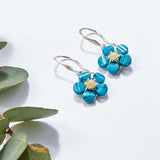 Forget Me Not Drop Earrings in Silver, Turquoise and Amber