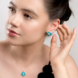 Forget Me Not Stud Earrings in Silver, Turquoise and Amber