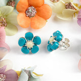 Forget Me Not Stud Earrings in Silver, Turquoise and Amber