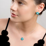 Forget Me Not Necklace in Silver, Turquoise and Amber