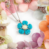 Forget Me Not Necklace in Silver, Turquoise and Amber