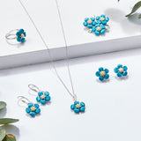 Forget Me Not / Forgetmenot Flower Brooch in Silver, Turquoise and Amber