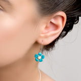 Forget Me Not Drop Earrings in Silver, Turquoise and Amber