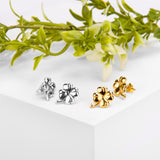 Lucky Four Leaf Clover Stud Earrings in Silver with 24ct Gold