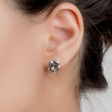 Lucky Four Leaf Clover Stud Earrings in Silver