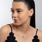 Lucky Four Leaf Clover Necklace in Silver & Peridot