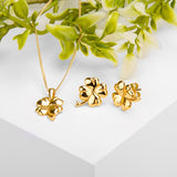 Lucky Four Leaf Clover Necklace in Silver with 24ct Gold