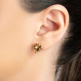 Lucky Four Leaf Clover Stud Earrings in Silver with 24ct Gold