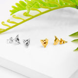 Fox Head Stud Earrings in Silver