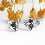 Fox Head Stud Earrings in Silver