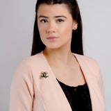 Frog Brooch in Silver and Green Amber