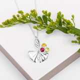 Ginkgo Flower Necklace in Silver & Peridot, Garnet and Citrine