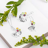 Ginkgo Flower Necklace in Silver & Peridot, Garnet and Citrine