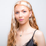 Ginkgo Flower Necklace in Silver & Peridot, Garnet and Citrine