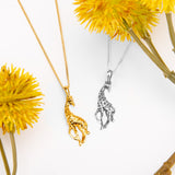 Miniature Giraffe Necklace in Silver with 24ct Gold