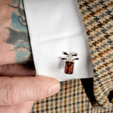 Golf Club Cufflinks in Silver and Amber