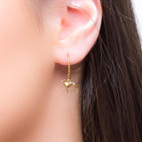 Miniature Greyhound / Whippet / Sighthound Hook Earrings in Silver with 24ct Gold