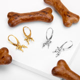 Miniature Greyhound / Whippet / Sighthound Hook Earrings in Silver with 24ct Gold